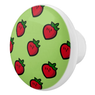 Pomo De Cerámica Cute Red Cartoon Strawberries for Vegetarians