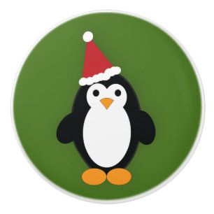 Pomo De Cerámica Cute Santa Penguin