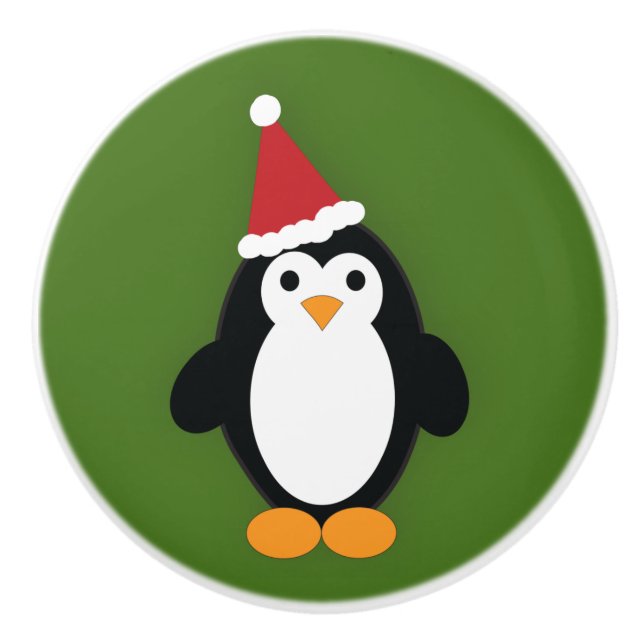 Pomo De Cerámica Cute Santa Penguin (Anverso)