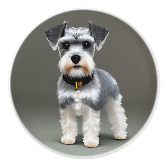 Pomo De Cerámica Cute Schnauzer (Anverso)