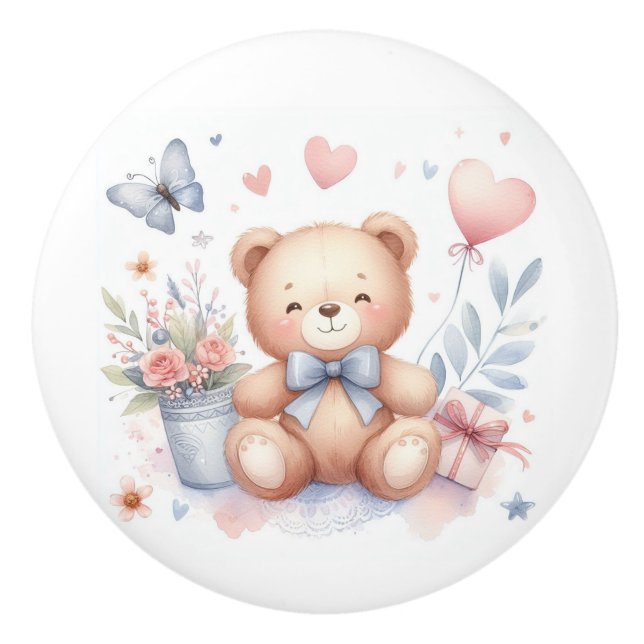 Pomo De Cerámica Cute Teddy Bear Baby Room (Anverso)