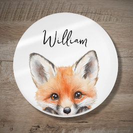 Pomo De Cerámica Cute Watercolor Woodland Fox Nursery Room