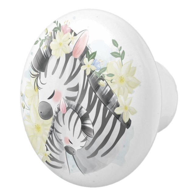 Pomo De Cerámica Cute Zebras (Derecha)