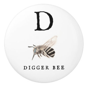 Pomo De Cerámica "D" Digger Bee