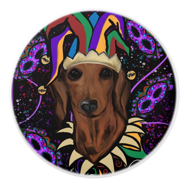 Pomo De Cerámica Dachshund (Anverso)