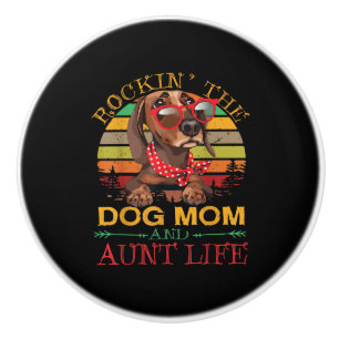 Pomo De Cerámica Dachshund Glasses Rockin Dog Mom Regalo Para Tía