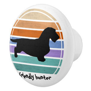 Pomo De Cerámica Dachshund Pelo Rudo - Silueta 1