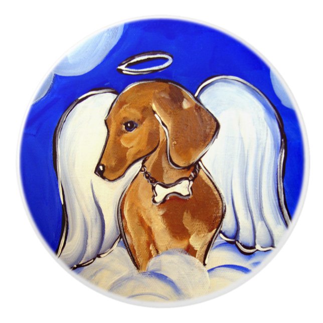 Pomo De Cerámica Dachshund Rojo (Anverso)