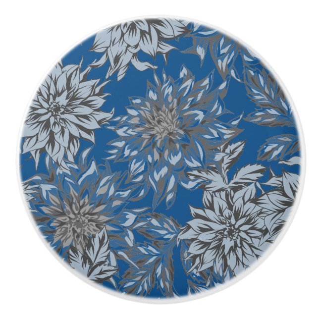 Pomo De Cerámica Dahlia Blue Taupe Ceramic Pull (Anverso)