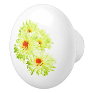 Pomo De Cerámica Daisies de cal amarilla,