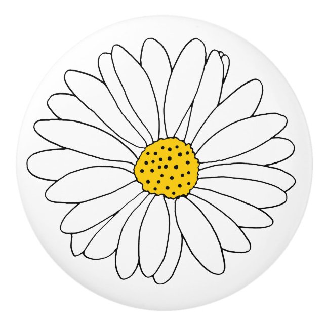 Pomo De Cerámica Daisy amarillo y blanco (Anverso)