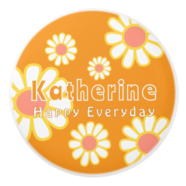 Pomo De Cerámica Daisy Simple Naranja (Anverso)