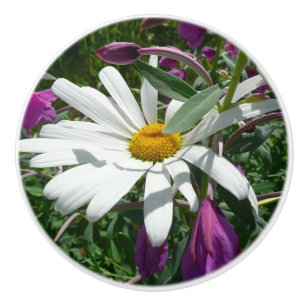 Pomo De Cerámica Daisy y Fireweed Wildflower