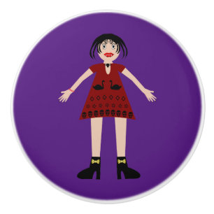 Pomo De Cerámica Dama de vampiros gótica de Halloween