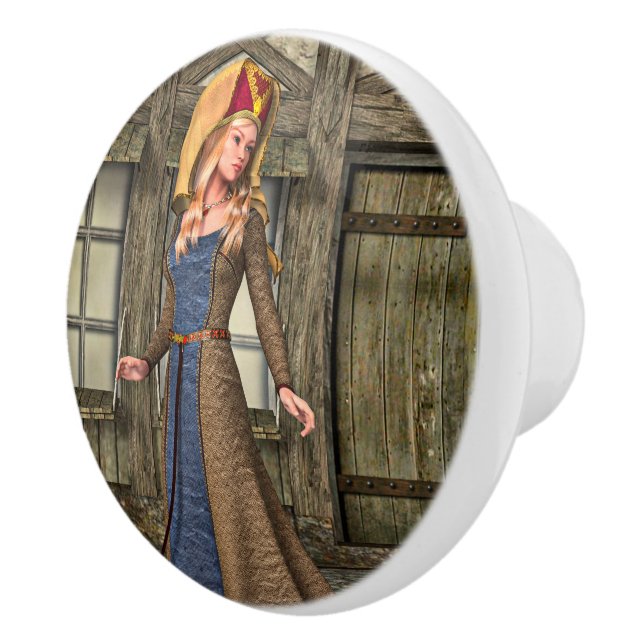 Pomo De Cerámica Dama Medieval (Derecha)