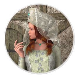 Pomo De Cerámica Dama Medieval