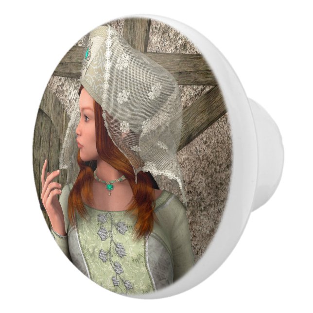 Pomo De Cerámica Dama Medieval (Derecha)