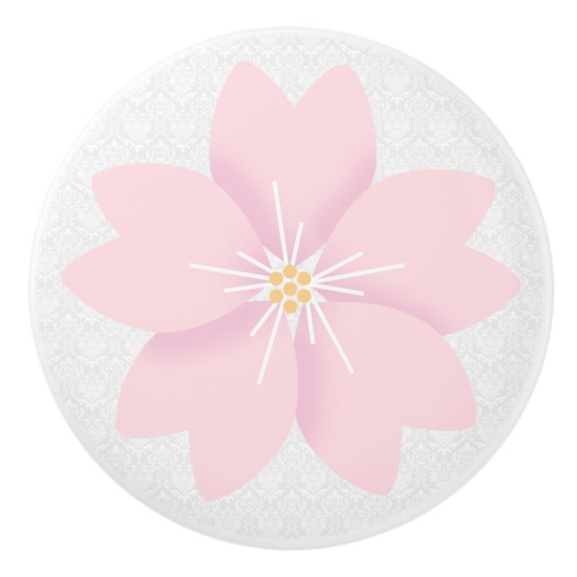 Pomo De Cerámica Damasco Y Flor (Anverso)