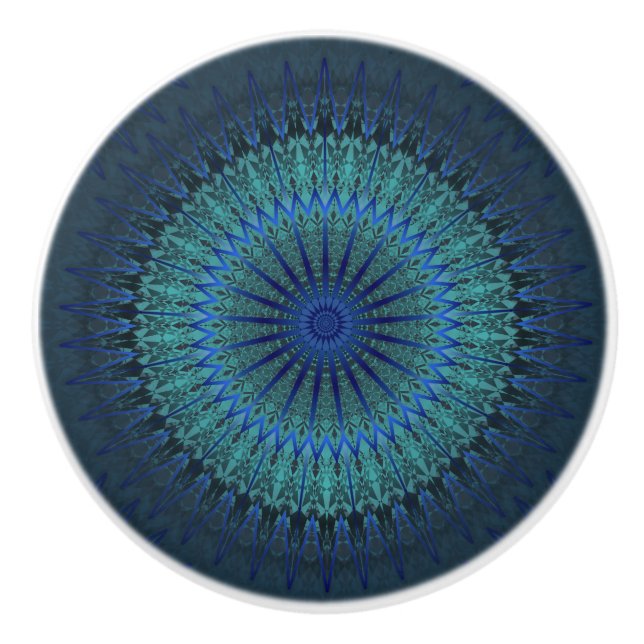 Pomo De Cerámica Dark Blue Modern Mandala (Anverso)