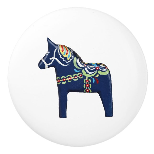 Pomo de cerámica de caballo Blue Dala (Anverso)