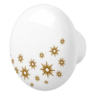 Pomo de cerámica de estallidos de oro y blanco