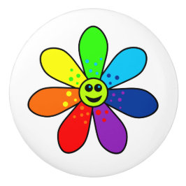 Pomo de cerámica de flor de arcoiris