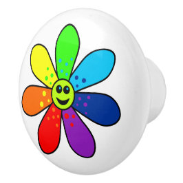 Pomo de cerámica de flor de arcoiris