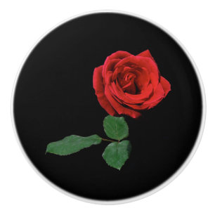 Pomo de cerámica de flor rosa roja única