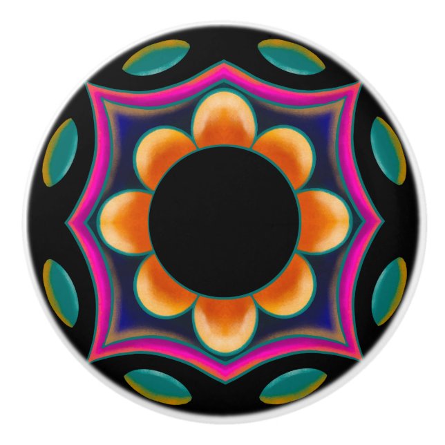 Pomo de cerámica de flor vibrante (Anverso)