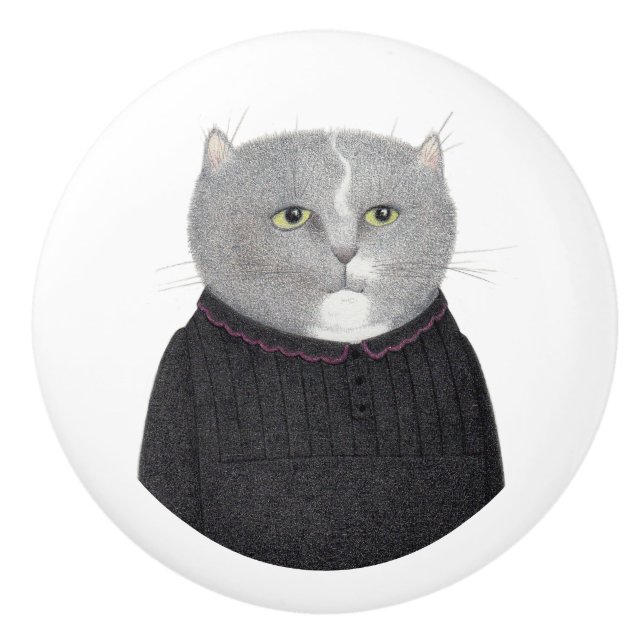 Pomo de cerámica de HOUSEKEEPER CAT (Anverso)