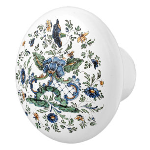 Pomo de cerámica de impresión de flores pintadas e