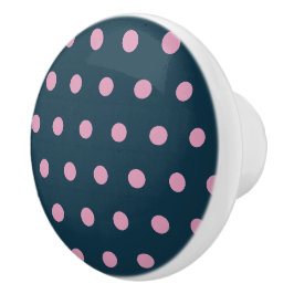 Pomo de cerámica de punto de polka (azul y rosa su