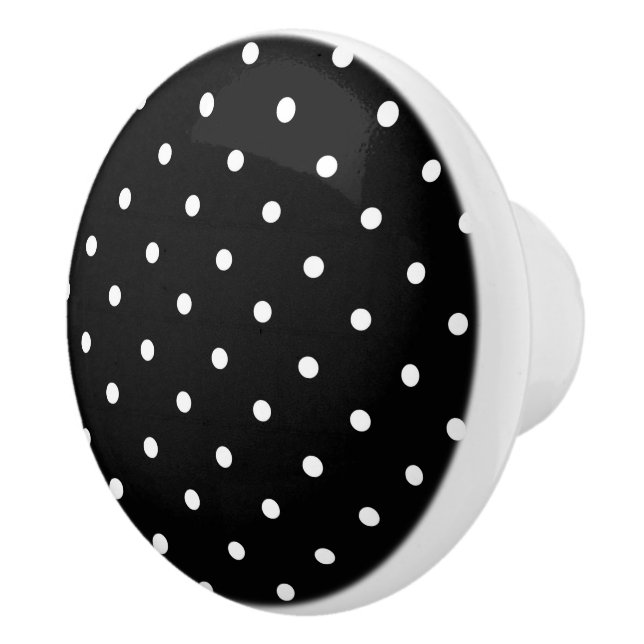 Pomo de cerámica de punto de polka blanco y negro (Derecha)