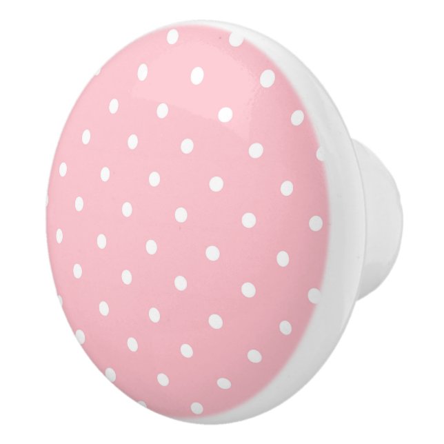Pomo de cerámica de punto de polka rosa (Derecha)