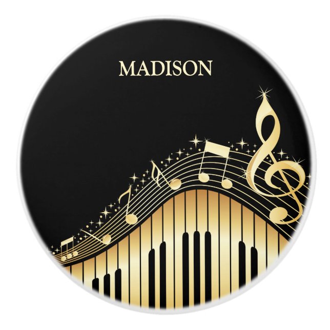 Pomo De Cerámica De Teclado Beige Y Negro (Anverso)