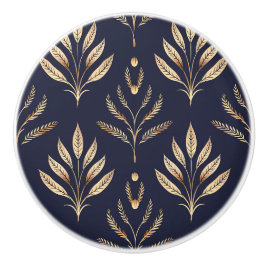 Pomo De Cerámica Deco de Arte Botánico Negro y Oro