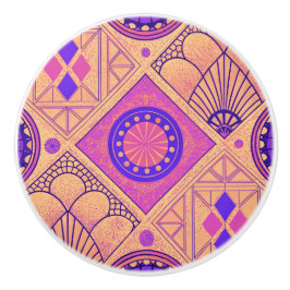 Pomo De Cerámica Deco de arte geométrico vibrante