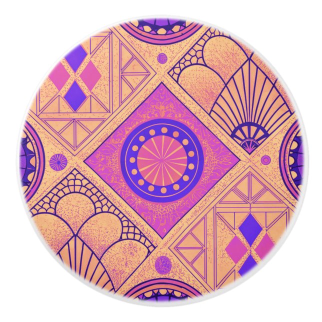 Pomo De Cerámica Deco de arte geométrico vibrante (Anverso)