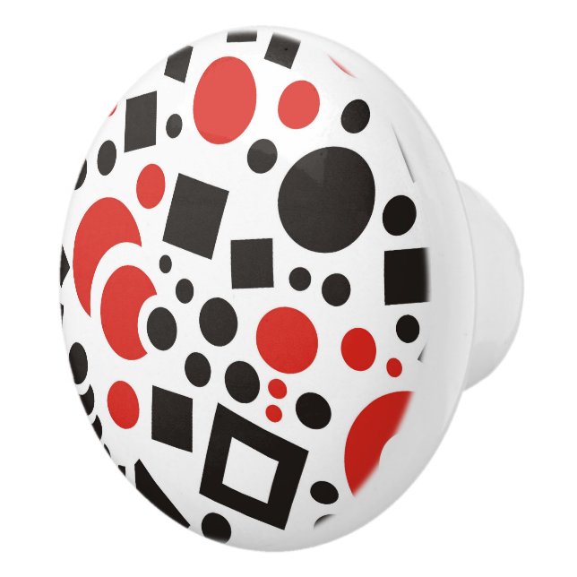 Pomo De Cerámica Deco de arte moderno rojo y negro (Derecha)