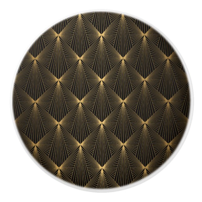 Pomo De Cerámica Deco de arte, oro negro, moda, elegante,patrón,ele (Anverso)
