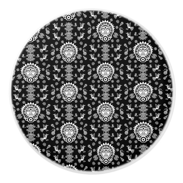 Pomo De Cerámica Decoración artística azteca mexicana en casa (Anverso)