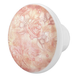 Pomo De Cerámica Decoración floral de Shabby Chic Look Pink & Peach