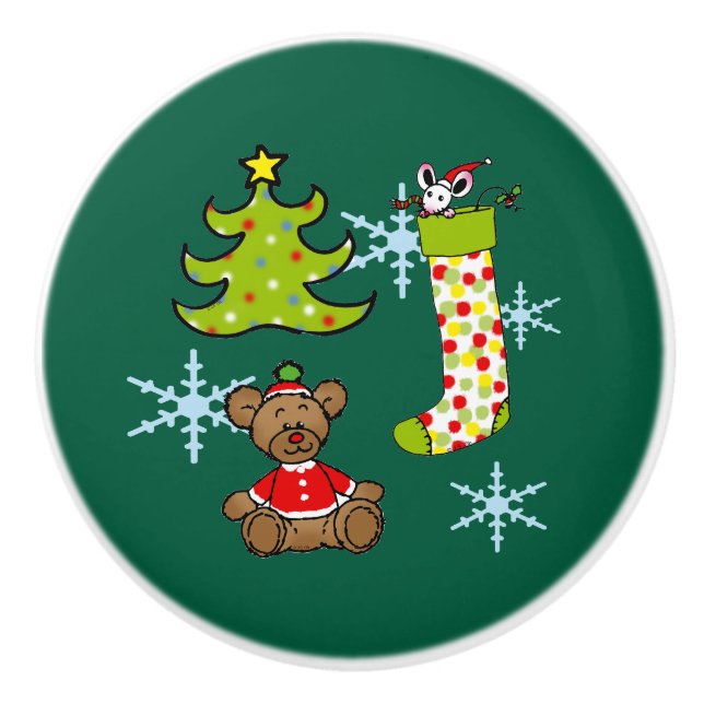 Pomo De Cerámica decoraciones navideñas alegres (Anverso)