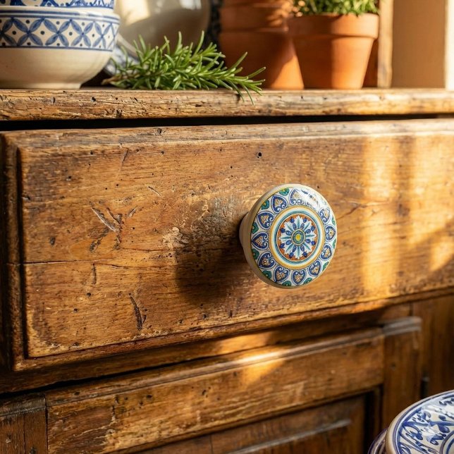 Pomo De Cerámica Decorative Italian Antico Deruta Elegance (Bring authentic Italian craftsmanship into your home with this ceramic cabinet knob)
