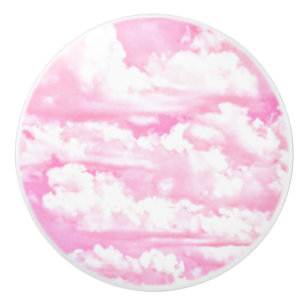 Pomo De Cerámica Decorativo Elegante Polvo suave Nubes rosadas