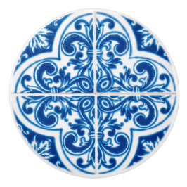 Pomo De Cerámica Deep Blook Retro Tile Look Cerámica Knob
