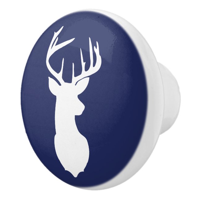 Pomo De Cerámica Deer Buck Head Drawer Pull Navy Blue (Derecha)