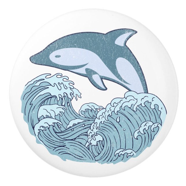 Pomo De Cerámica Delfín azul lindo (Anverso)