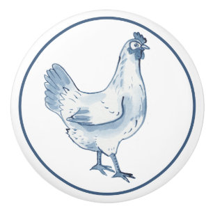 Pomo De Cerámica Delft del país del pollo azul y blanco ruso