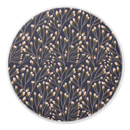 Pomo De Cerámica Delicate Pink Buds on Brown Branches